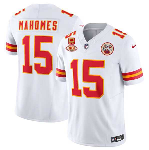 Men & Women & Youth Kansas City Chiefs #15 Patrick Mahomes White 2024 F.U.S.E. With NKH Patch And 4-star C Patch Vapor Untouchable Limited Jersey,We sell and wholesale Men & Women & Youth Kansas City Chiefs #15 Patrick Mahomes White 2024 F.U.S.E. With NKH Patch And 4-star C Patch Vapor Untouchable Limited Jersey on line form chian!